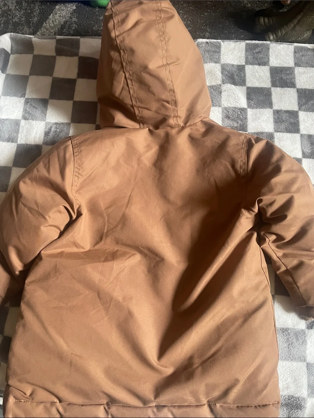 Kids Brown Hooded Winter Coat with Sherpa Lining size 4T